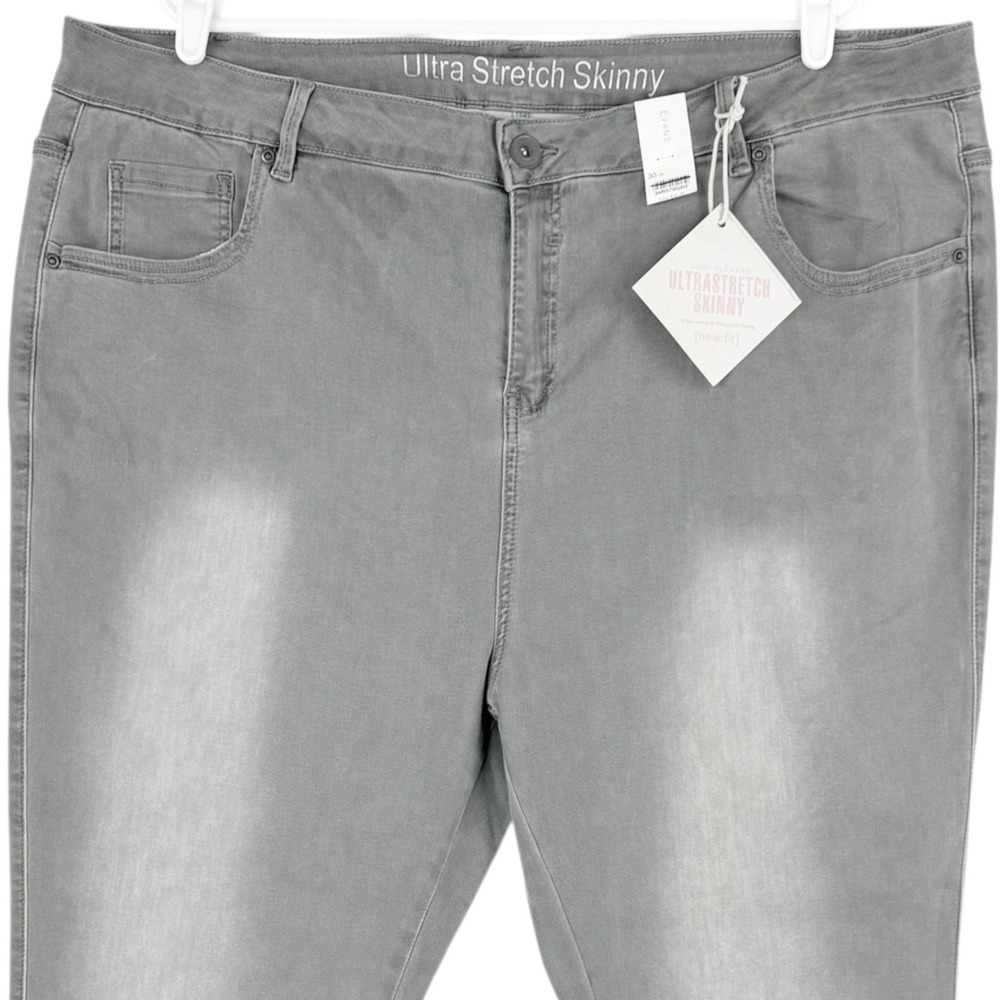 Denim by Evans Womens Ultra stretch High Rise Skinny Grey Jeans Plus Size 26 NWT